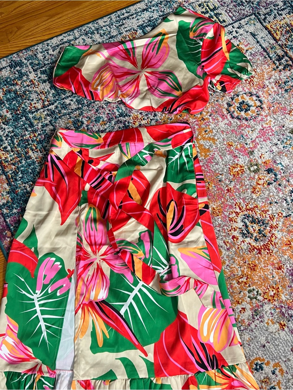 NWT Lexbreezy Hawaii HokuTropical Two-Piece Skirt Set Sz Large - Picture 2 of 7
